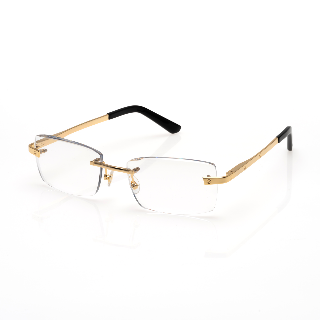 Lunettes Rectangle Sans Cerclage — Doré & Transition Gris