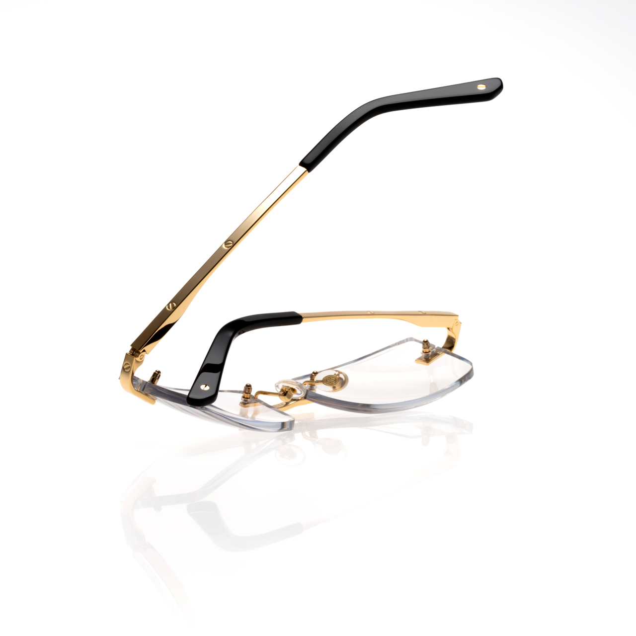 Lunettes Rectangle Sans Cerclage — Doré & Transition Gris