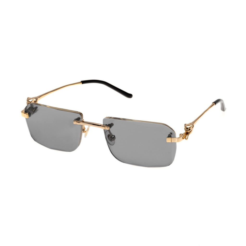 Lunettes Rectangle Sans Cerclage — Doré & Verres Fumés