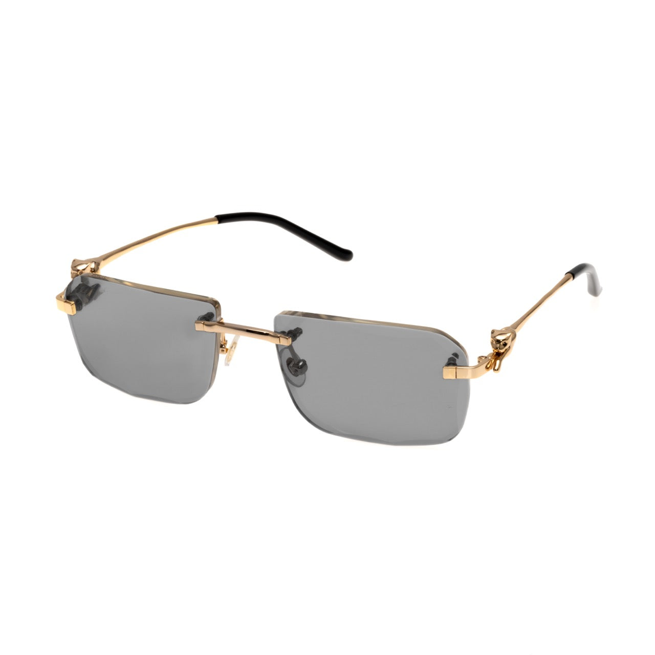 Lunettes Rectangle Sans Cerclage — Doré & Verres Fumés
