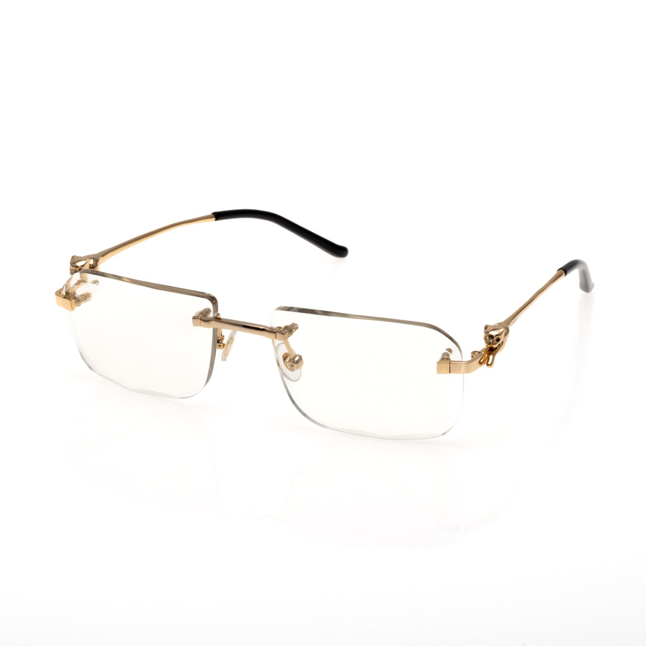 Lunettes Rectangle Sans Cerclage — Doré & Verres Fumés