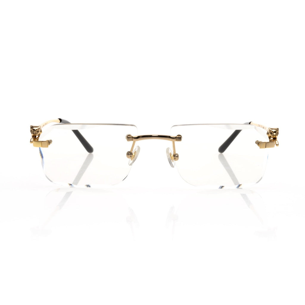 Lunettes Rectangle Sans Cerclage — Doré & Verres Fumés