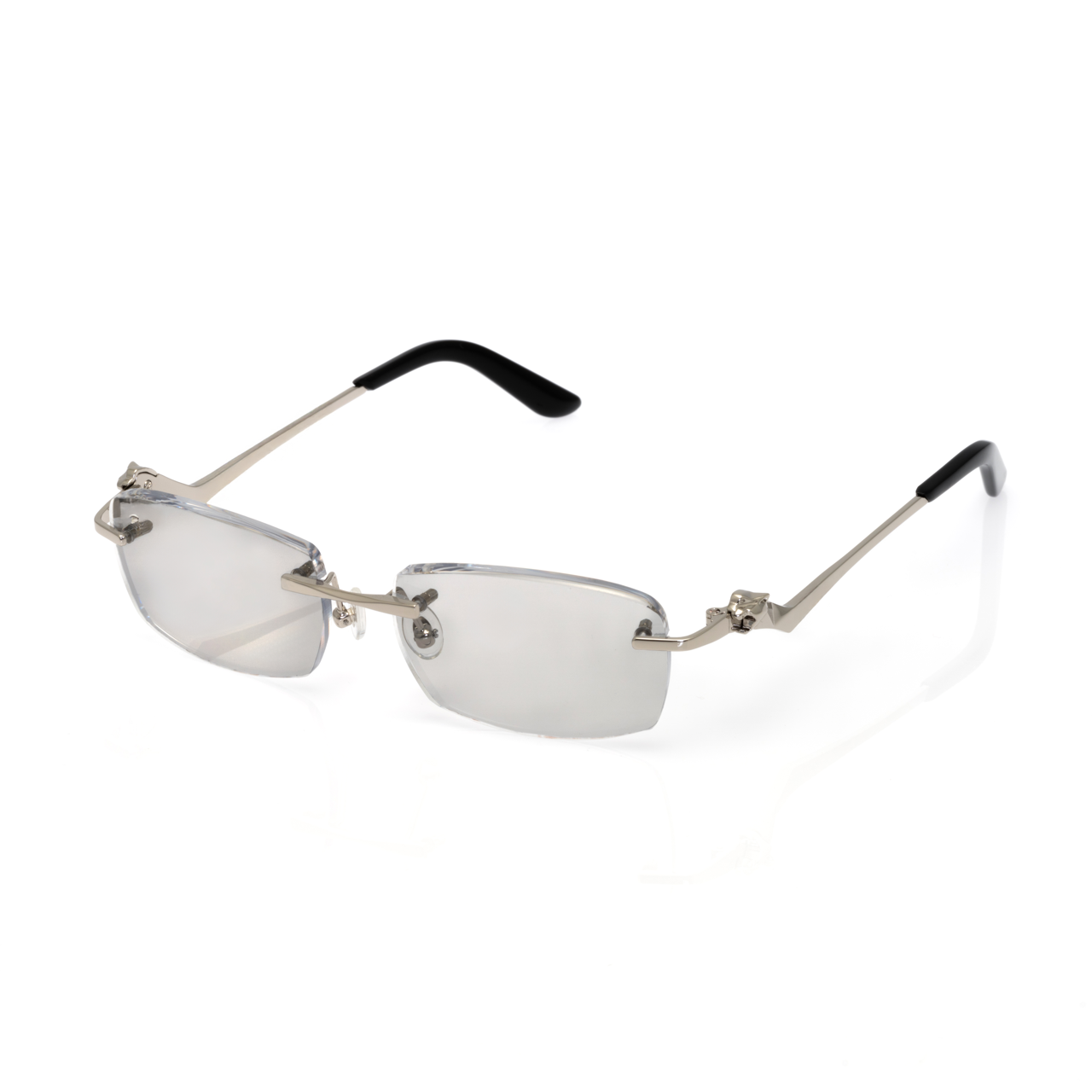 Lunettes Rectangle Sans Cerclage — Métal Argenté