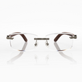 Lunettes Rectangle Sans Cerclage — Métal & Branches Bois Acajou