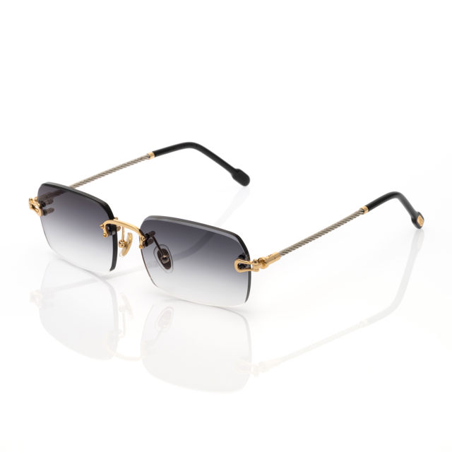 Lunettes Rectangle Sans Cerclage — Métal Doré & Verres Dégradés
