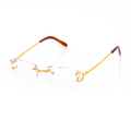 Lunettes Rectangle Sans Cerclage — Métal Doré & Verres Transparents