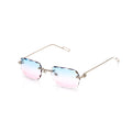 Lunettes Rectangle Taille Diamant — Argent & Verres Bleu Rose