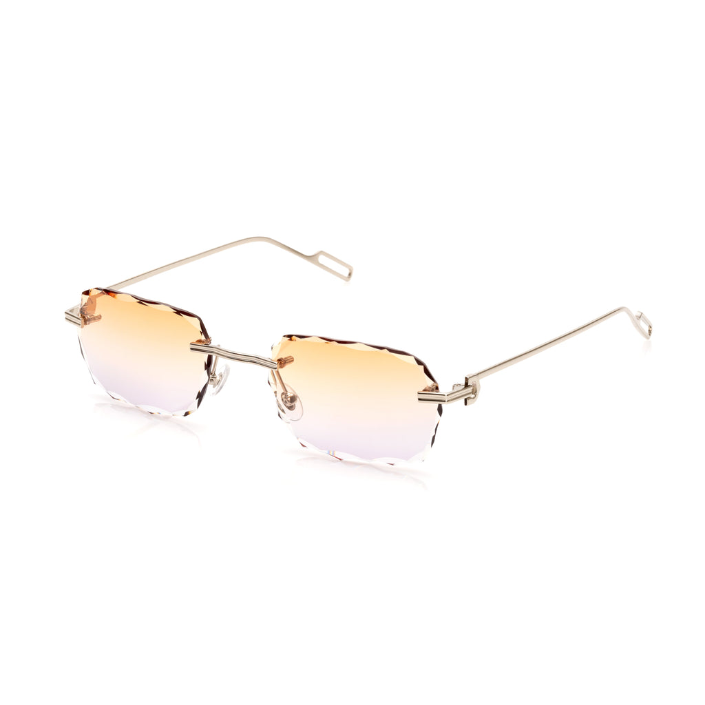 Lunettes Rectangle Taille Diamant — Argent & Verres Bleu Rose