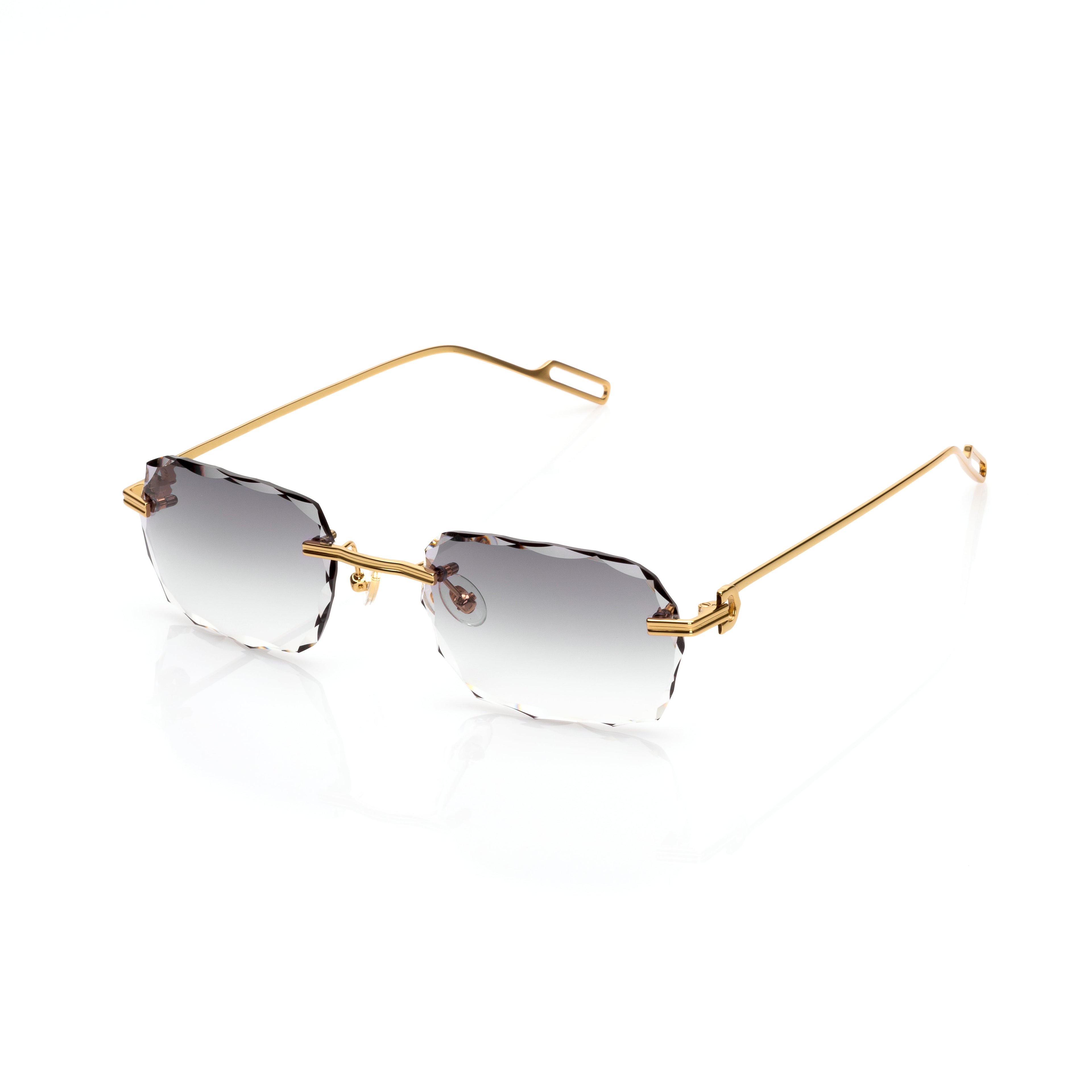 Lunettes Rectangle Taille Diamant — Argent & Verres Bleu Rose