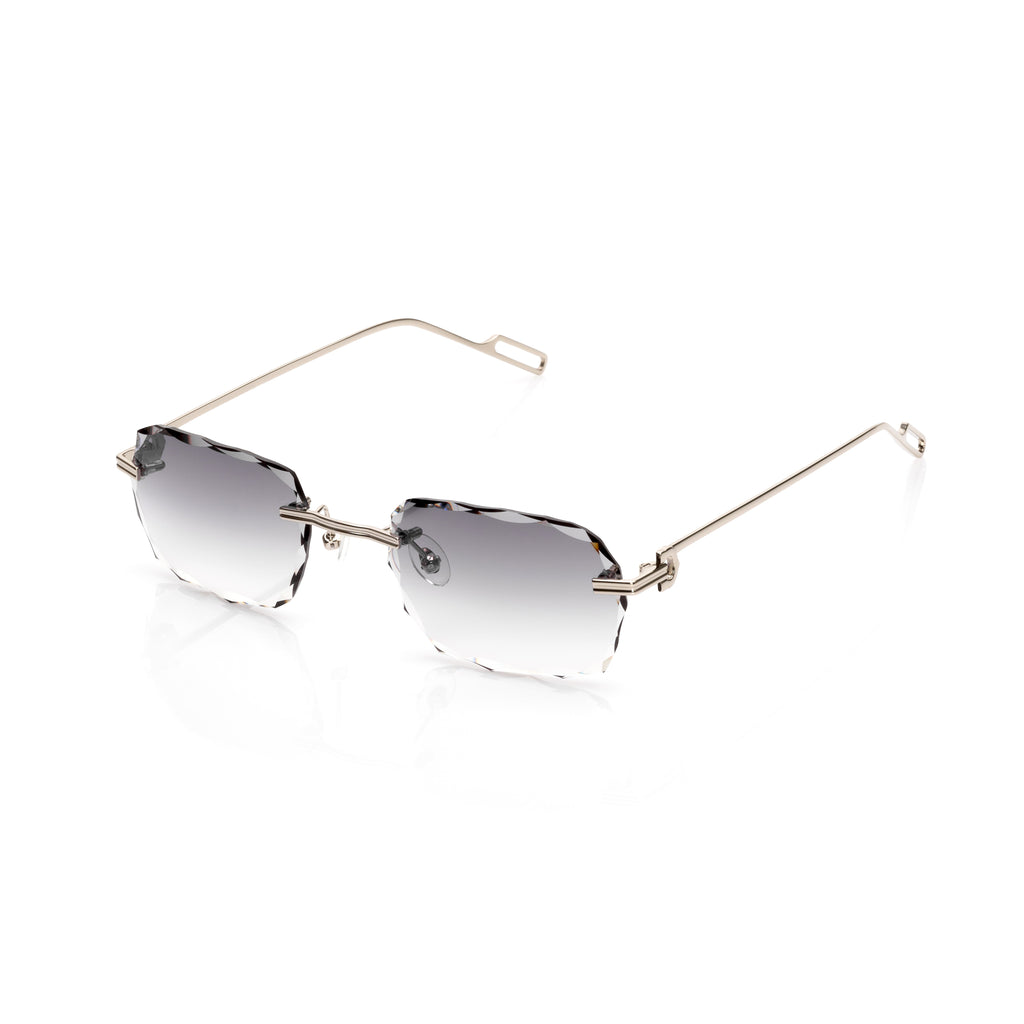 Lunettes Rectangle Taille Diamant — Argent & Verres Bleu Rose