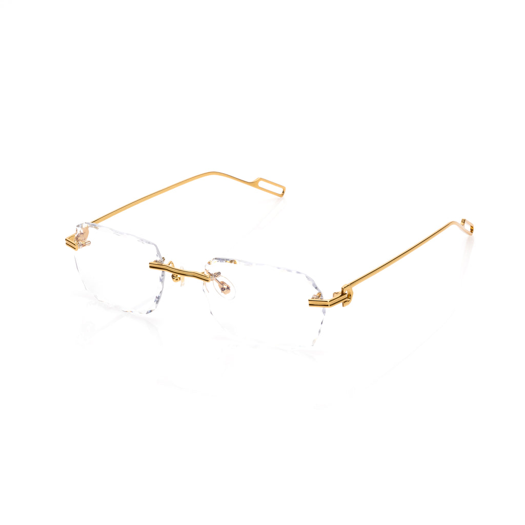 Lunettes Rectangle Taille Diamant — Argent & Verres Bleu Rose