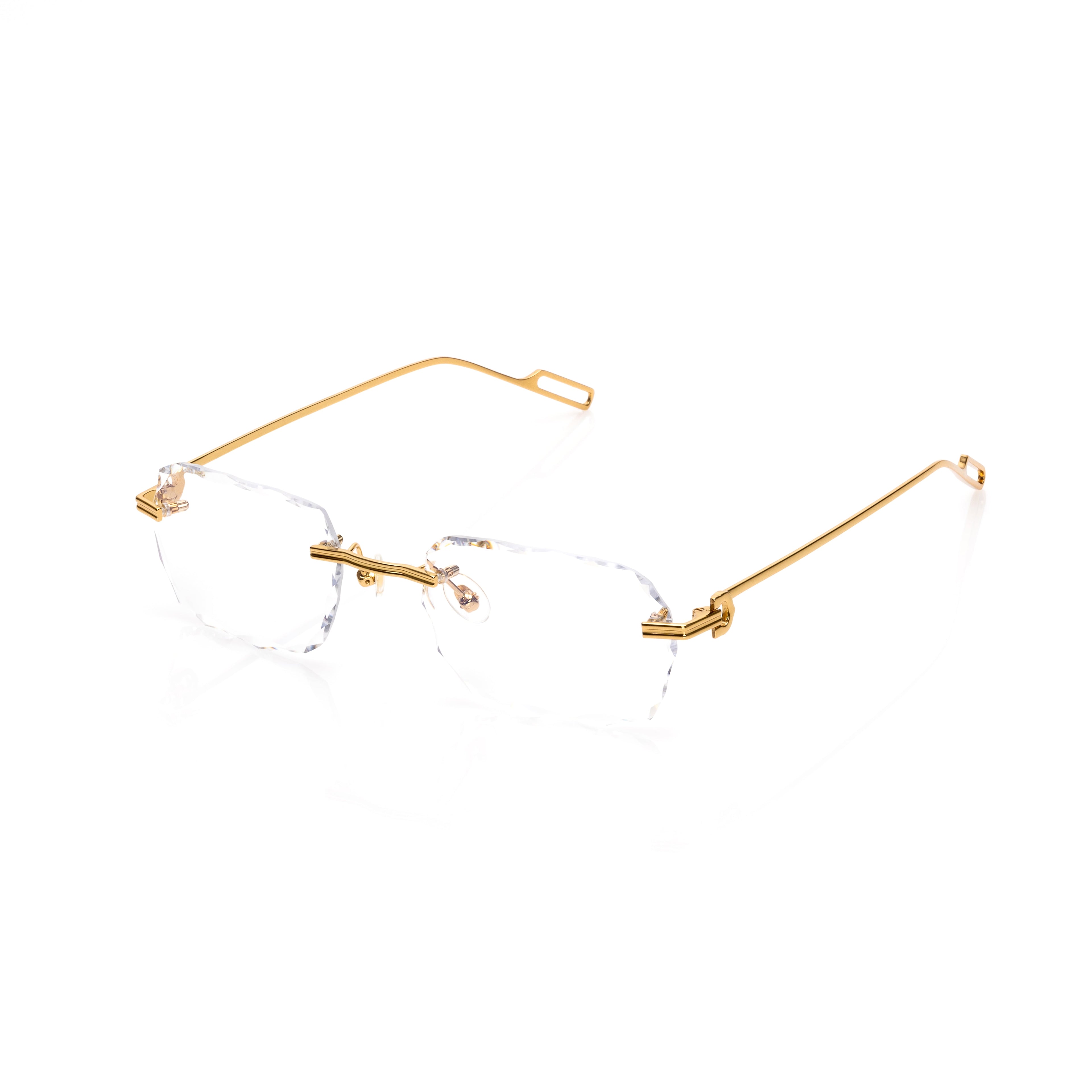Lunettes Rectangle Taille Diamant — Argent & Verres Bleu Rose