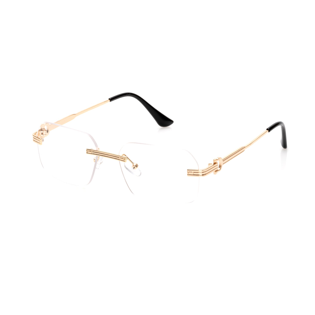 Lunettes Rond — Métal Doré Sans Cerclage