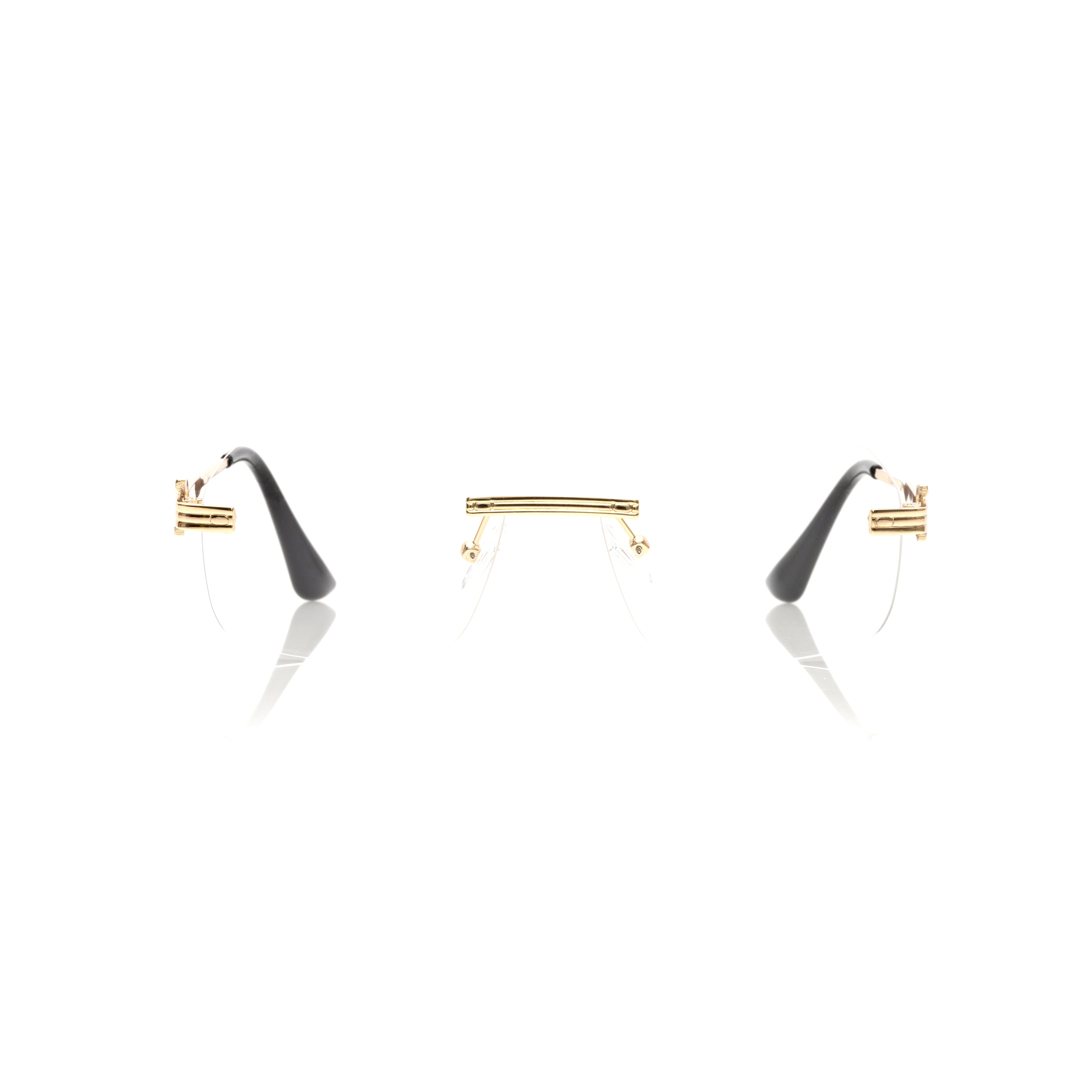 Lunettes Rond — Métal Doré Sans Cerclage