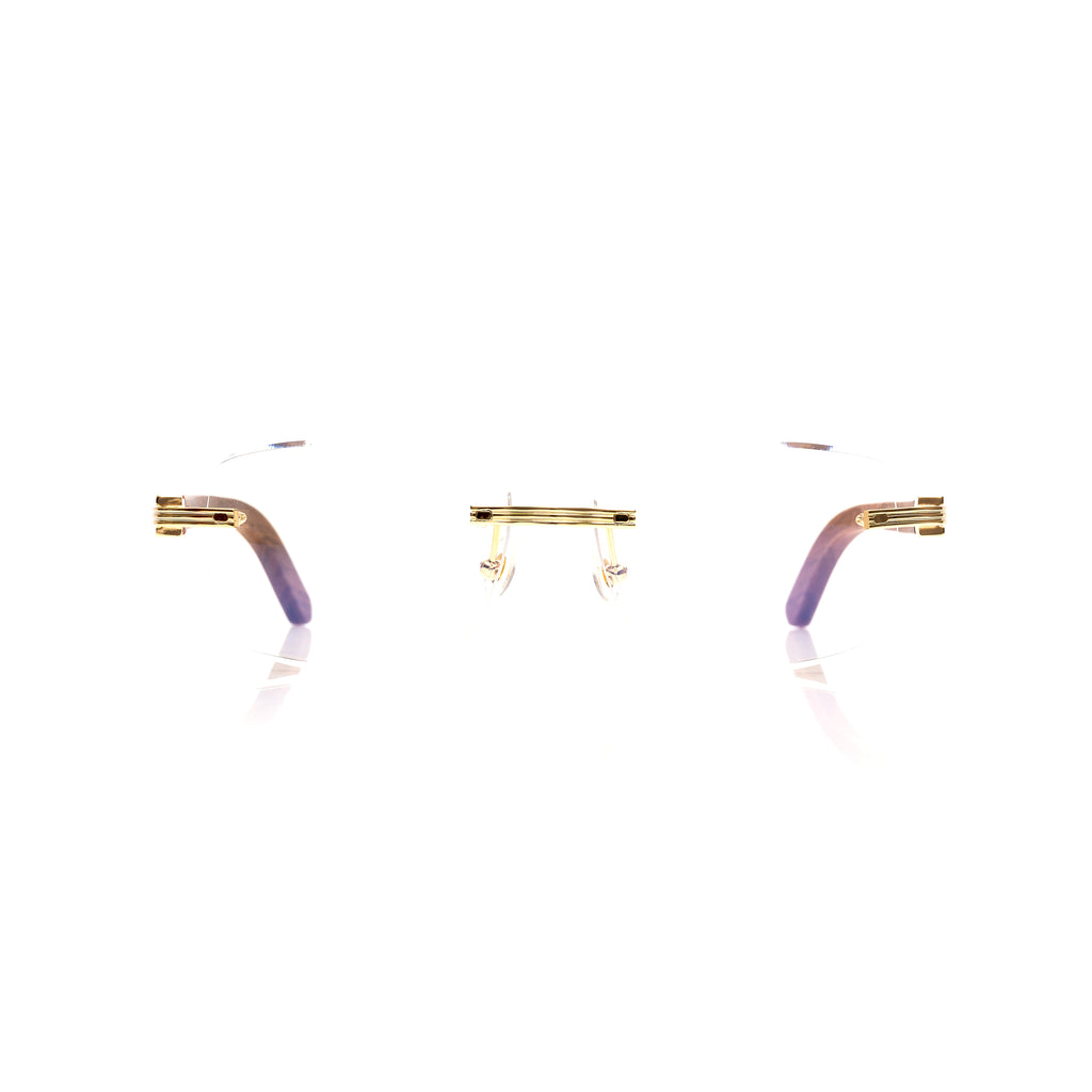Lunettes Sans Cerclage — Bois Acajou & Doré