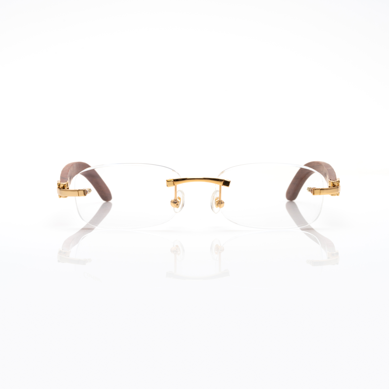 Lunettes Sans Cerclage — Bois Acajou & Or
