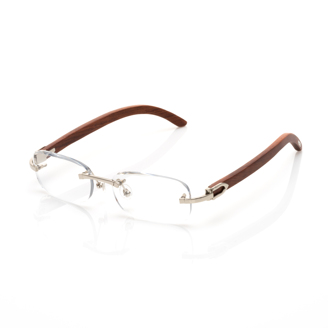 Lunettes Sans Cerclage — Bois Acajou & Or