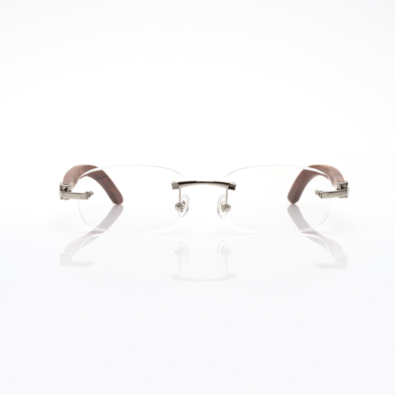 Lunettes Sans Cerclage — Bois Acajou & Or