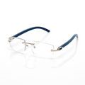 Lunettes Sans Cerclage — Bois Bleu & Argent