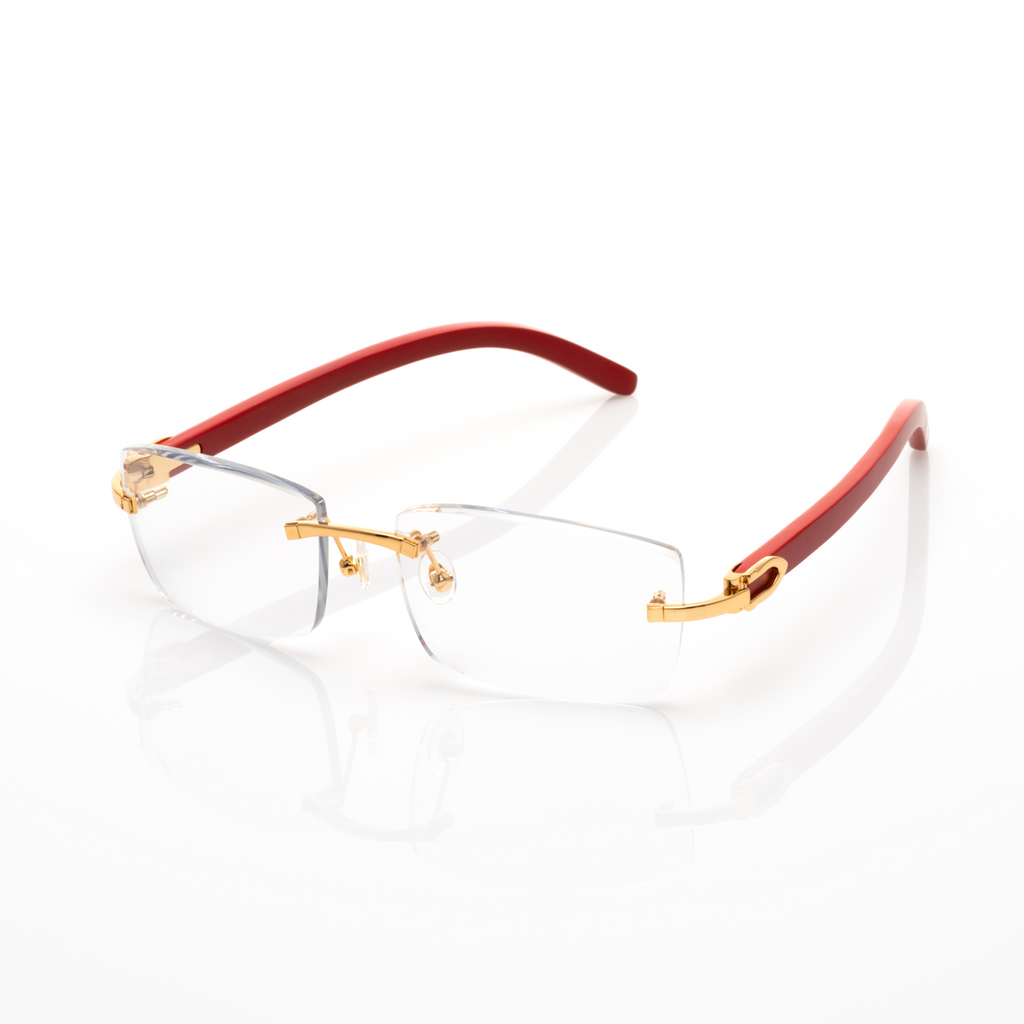 Lunettes Sans Cerclage — Bois Bleu & Argent