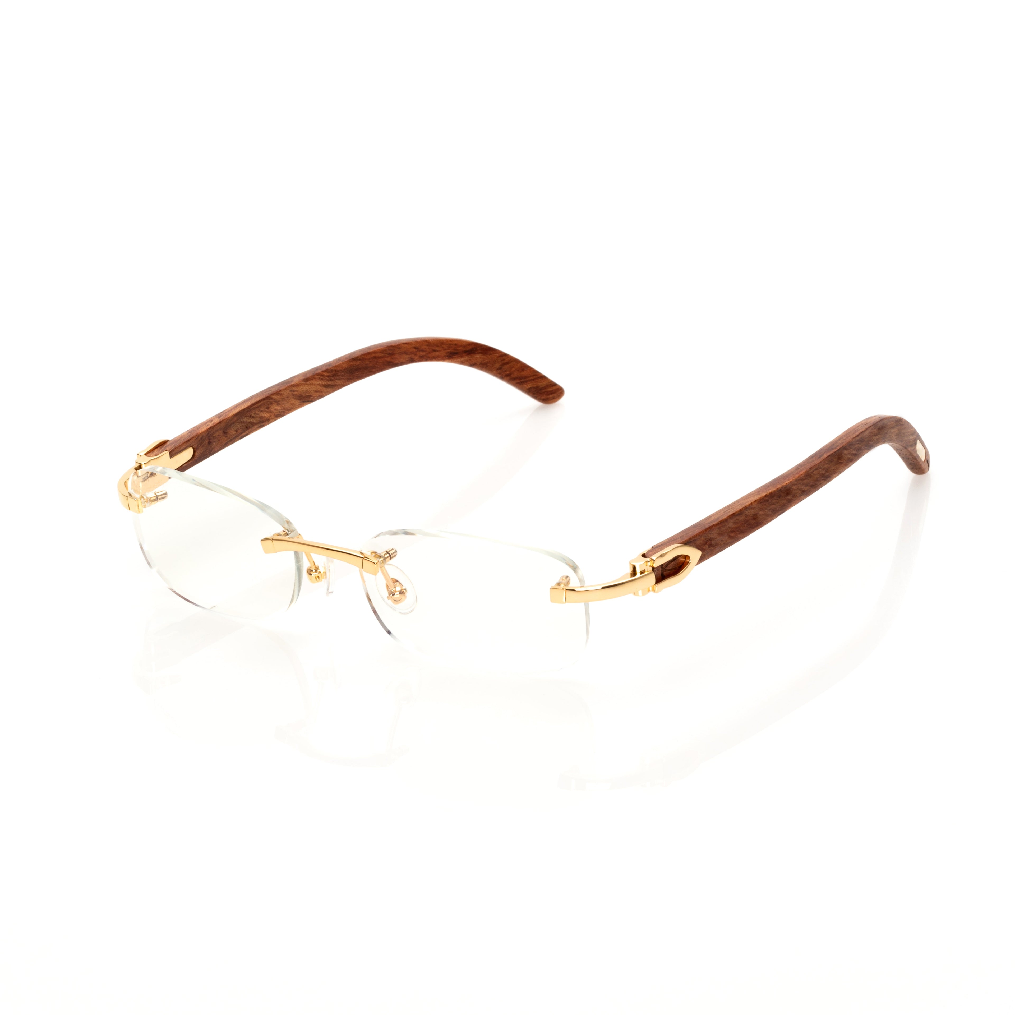Lunettes Sans Cerclage — Bois Rouge & Argent