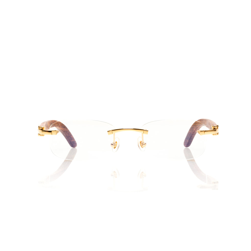 Lunettes Sans Cerclage — Bois Rouge & Argent