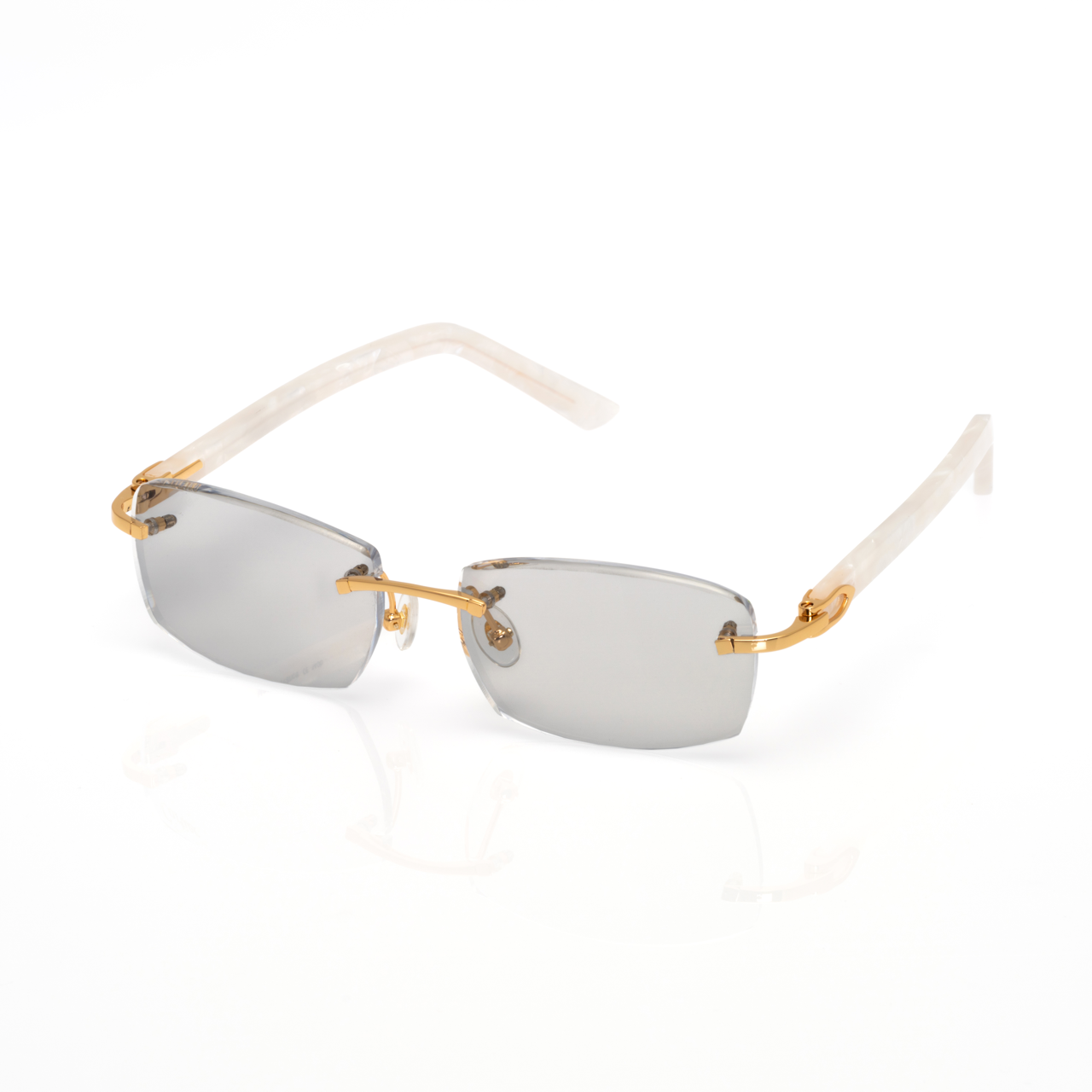 Lunettes Sans Cerclage — Branches Nacre & Métal Doré