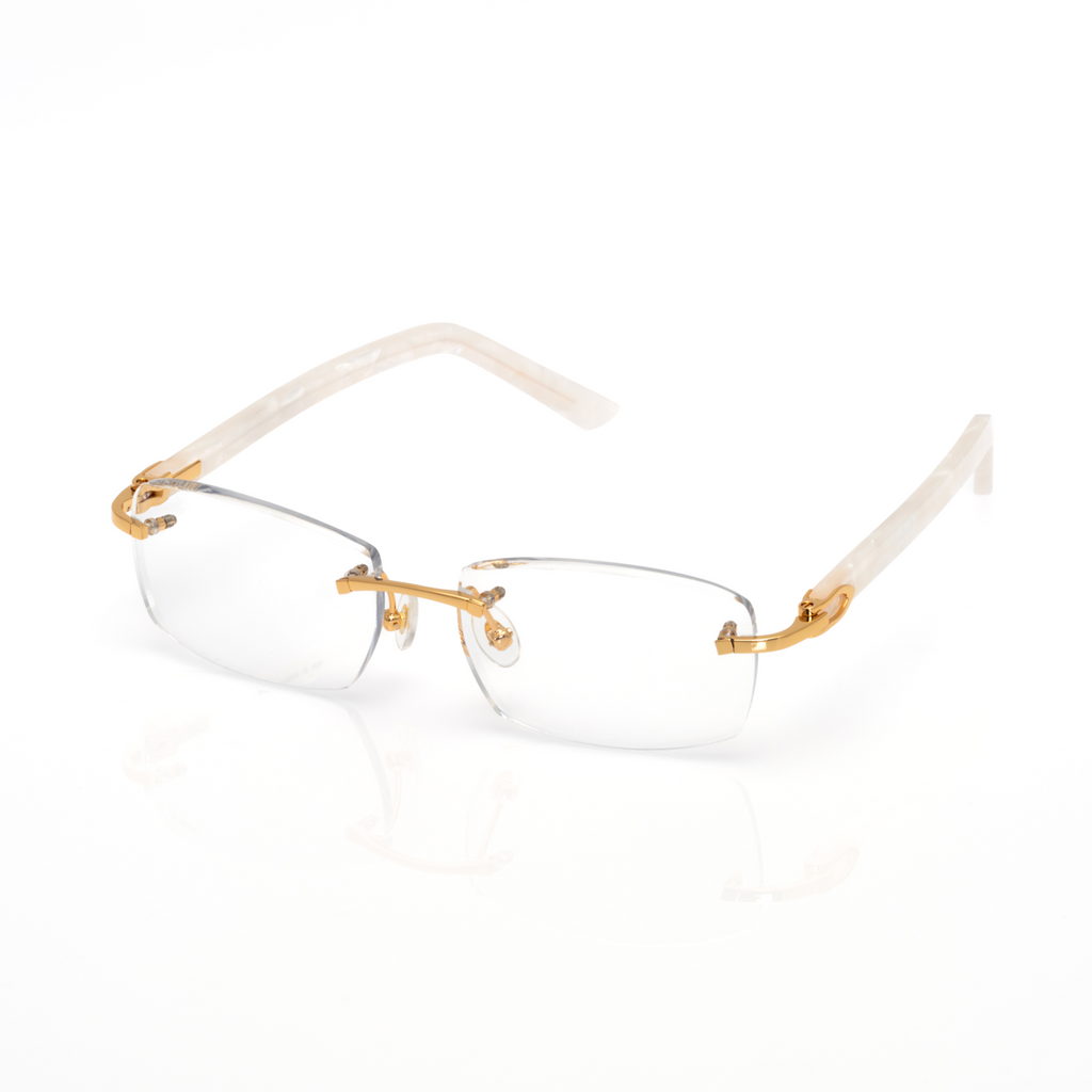 Lunettes Sans Cerclage — Branches Nacre & Métal Doré