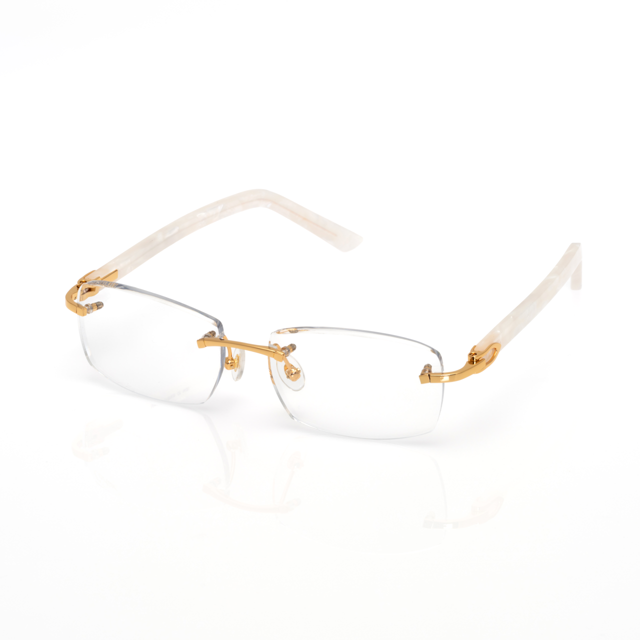 Lunettes Sans Cerclage — Branches Nacre & Métal Doré
