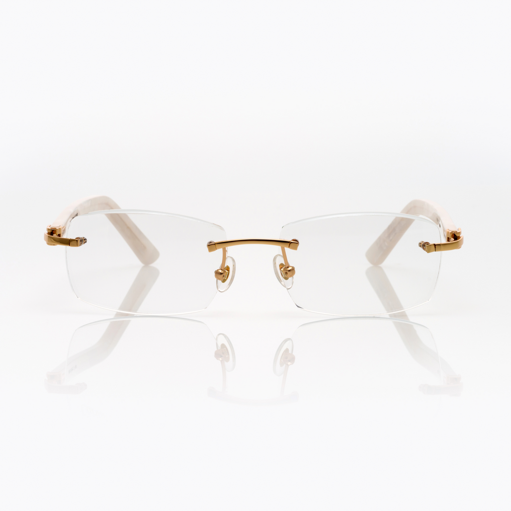 Lunettes Sans Cerclage — Branches Nacre & Métal Doré