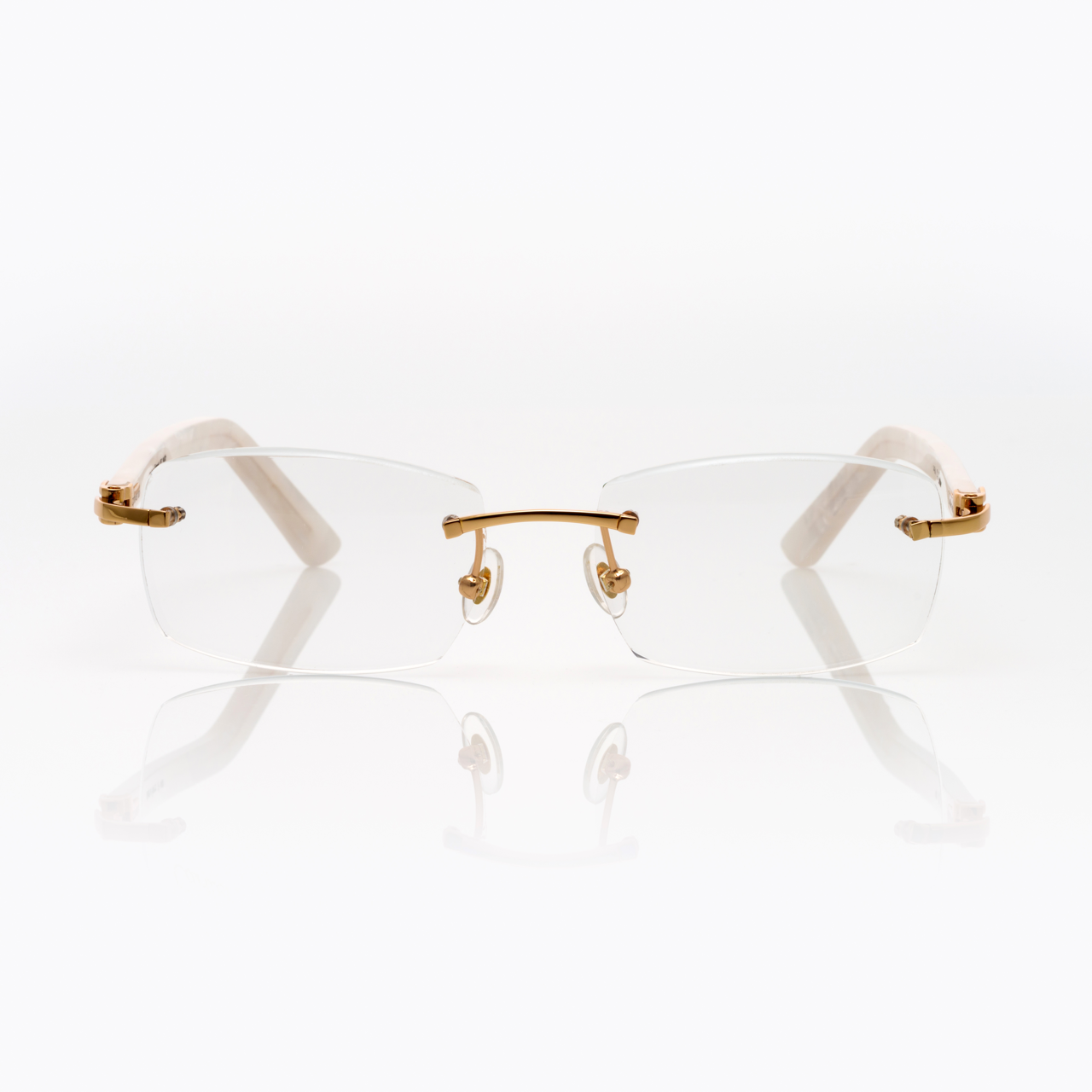 Lunettes Sans Cerclage — Branches Nacre & Métal Doré