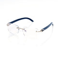 Lunettes Sans Cerclage — Métal Argenté & Branches Bois Bleu