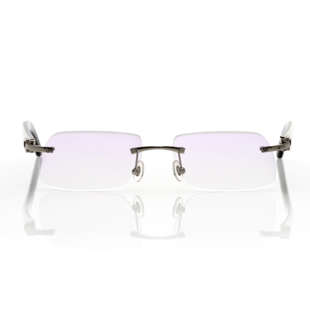 Lunettes Sans Cerclage — Métal Argenté & Branches Nacrées