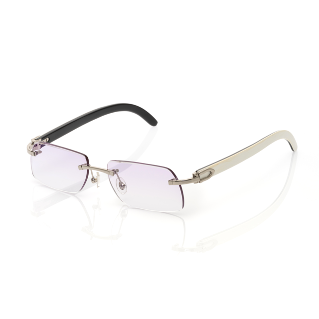 Lunettes Sans Cerclage — Métal Argenté & Branches Nacrées