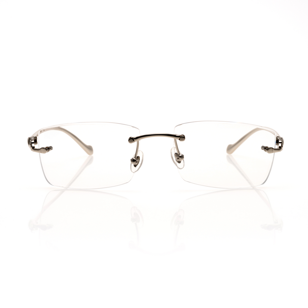 Lunettes Sans Cerclage — Métal Argenté Poli