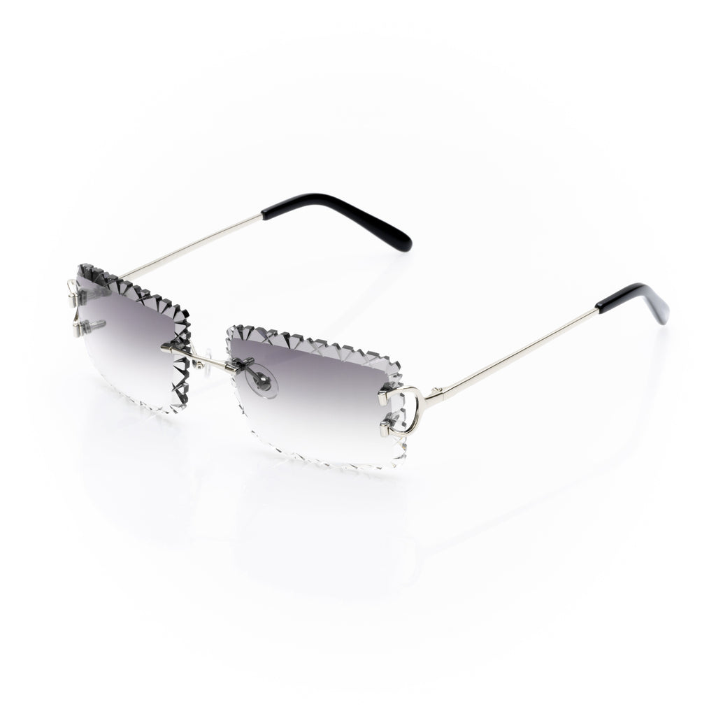 Lunettes Sans Cerclage — Métal Argenté & Verres Bleu Taillés