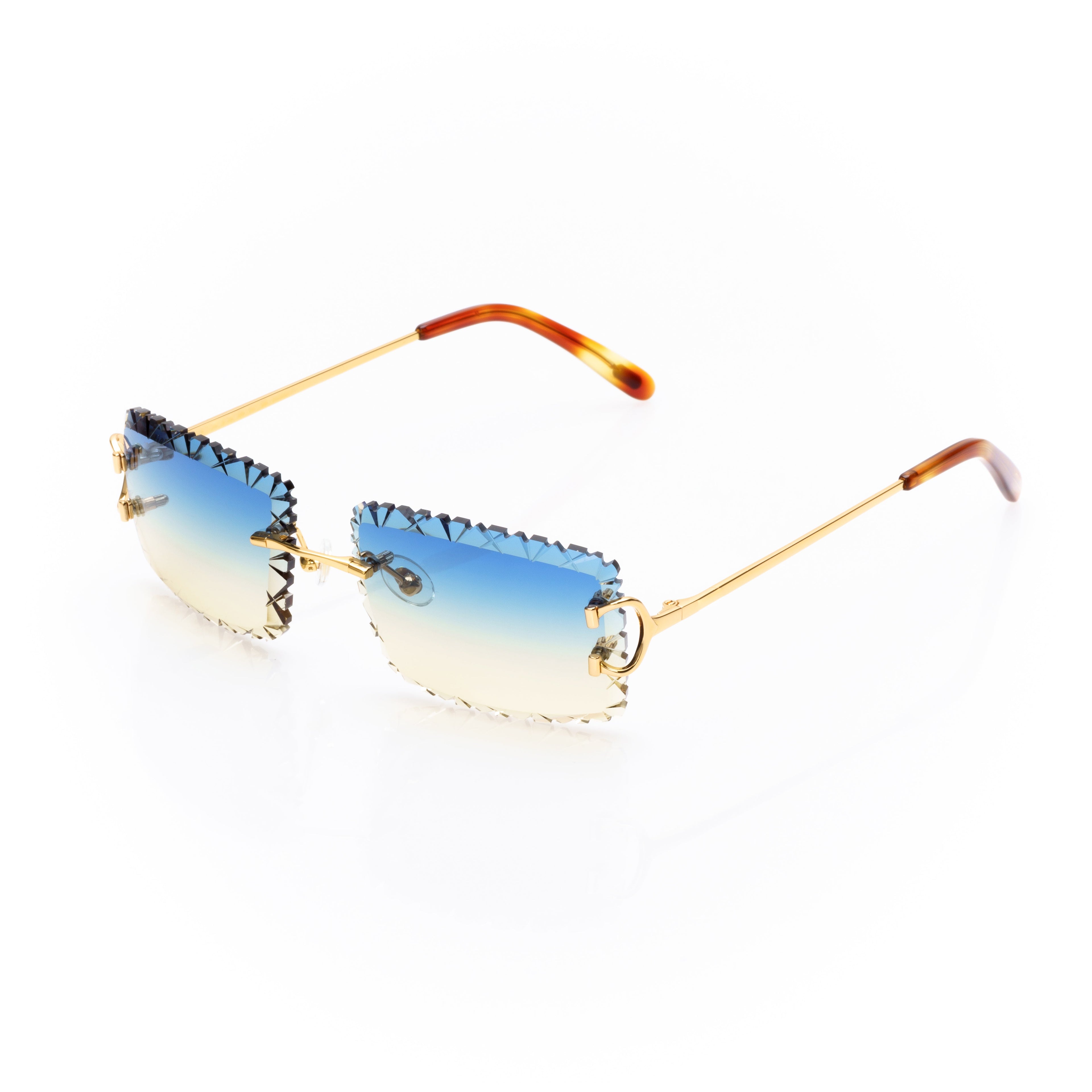 Lunettes Sans Cerclage — Métal Argenté & Verres Bleu Taillés
