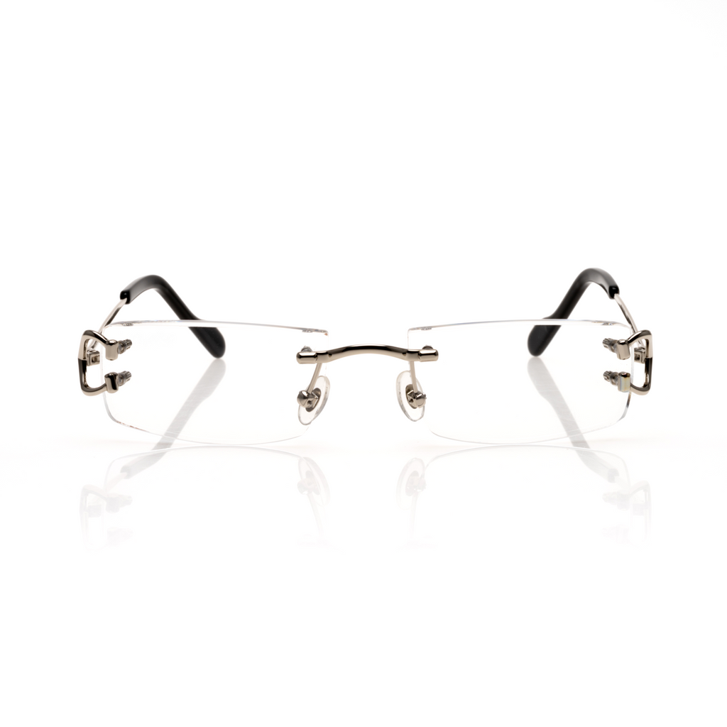 Lunettes Sans Cerclage — Métal Argenté & Verres Fumés