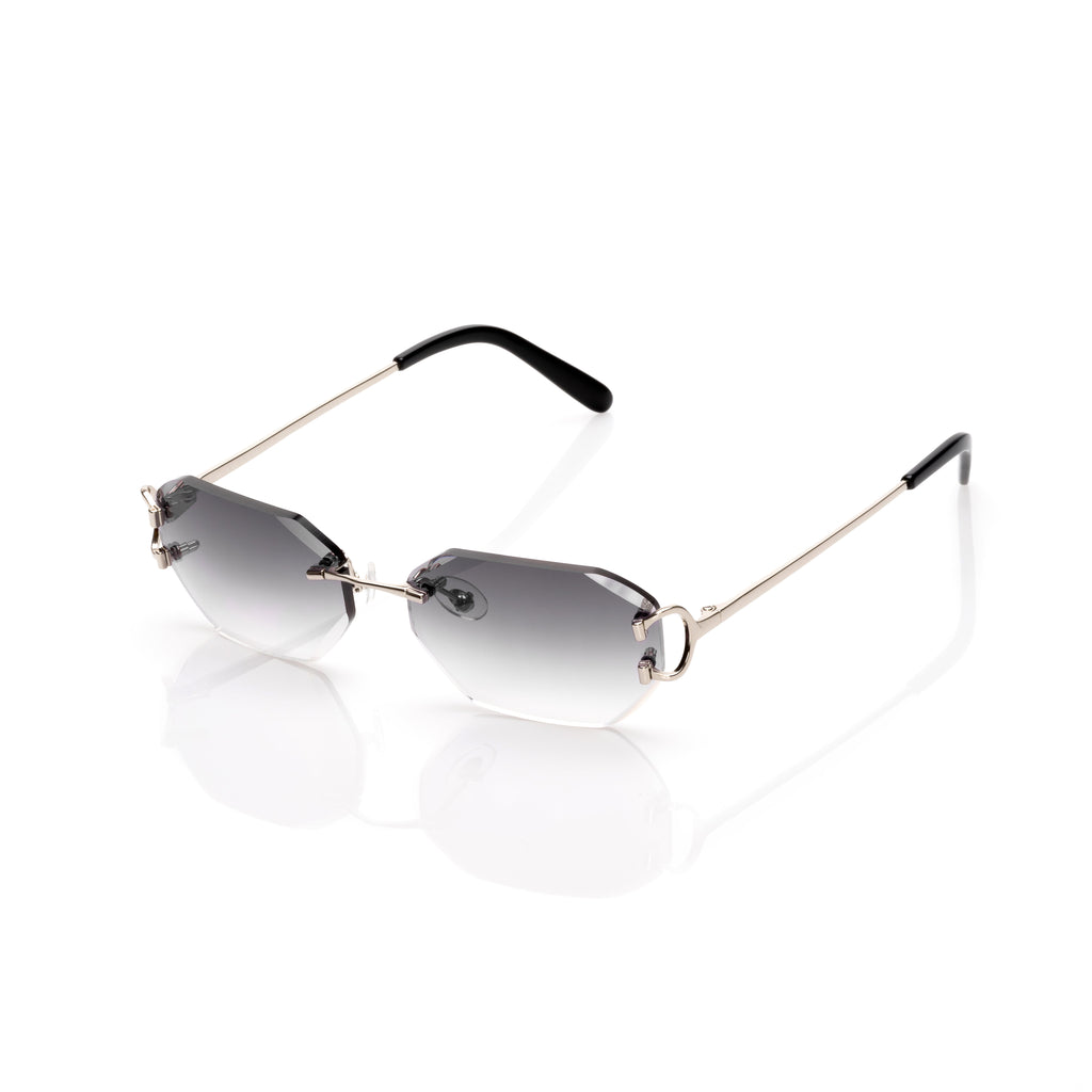 Lunettes Sans Cerclage — Métal Argenté & Verres Fumés · II