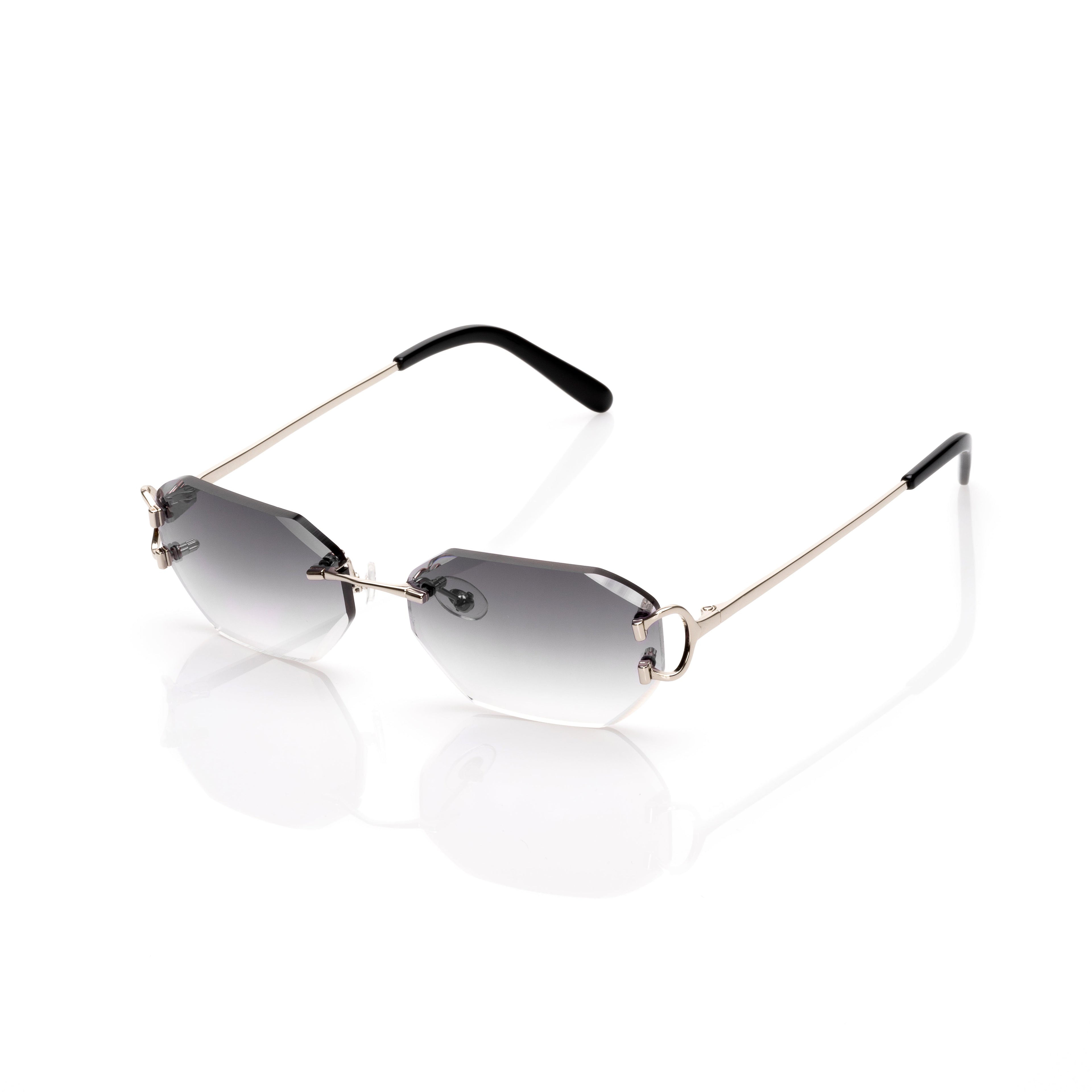 Lunettes Sans Cerclage — Métal Argenté & Verres Fumés · II