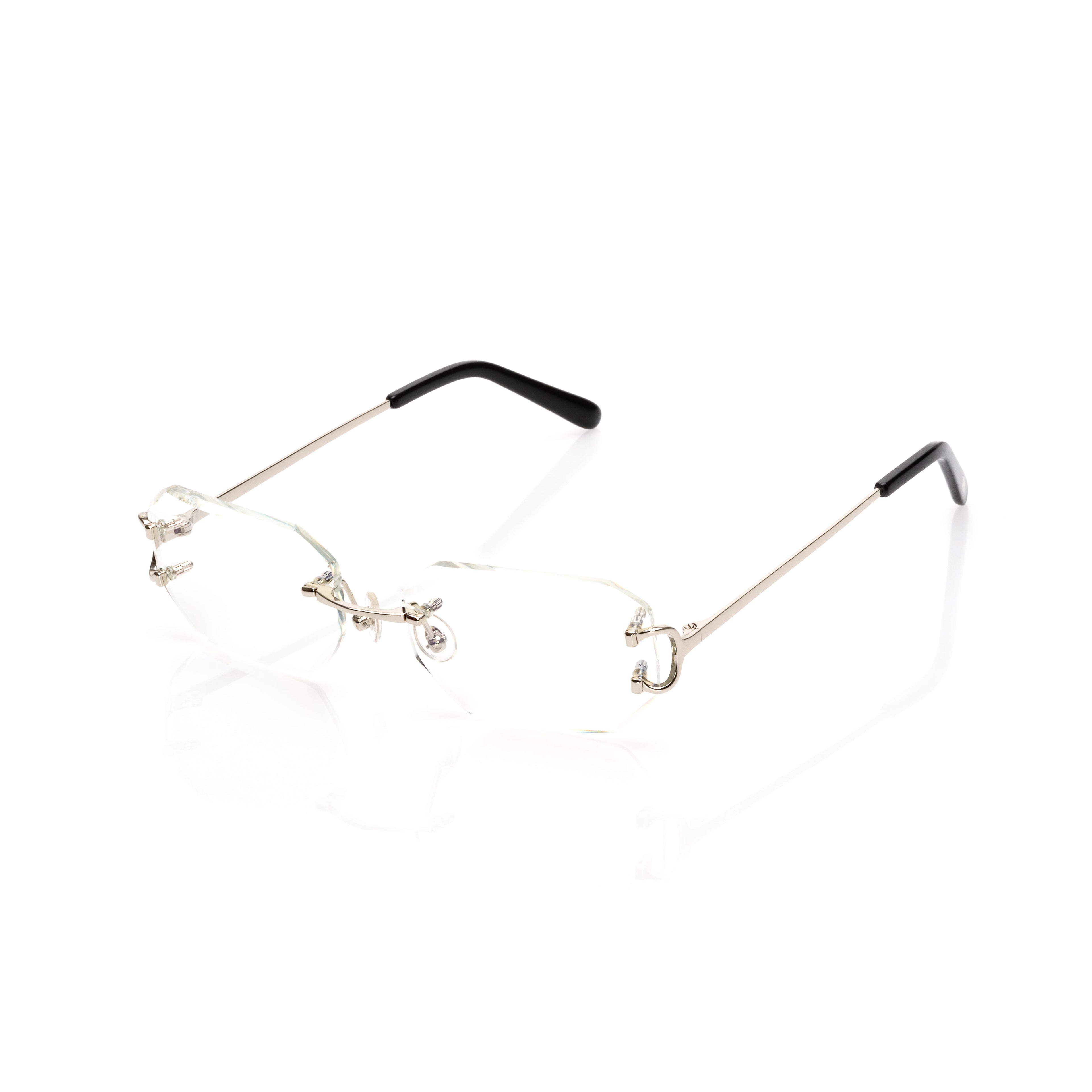 Lunettes Sans Cerclage — Métal Argenté & Verres Fumés · II