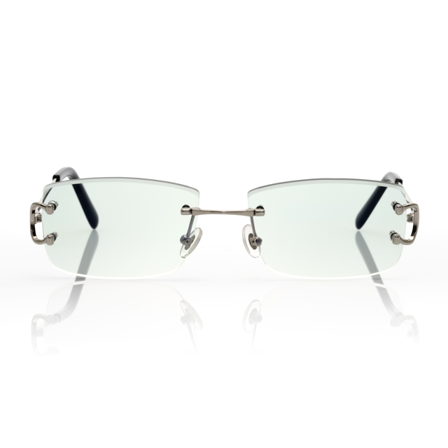Lunettes Sans Cerclage — Métal Argenté & Verres Vert d'Eau