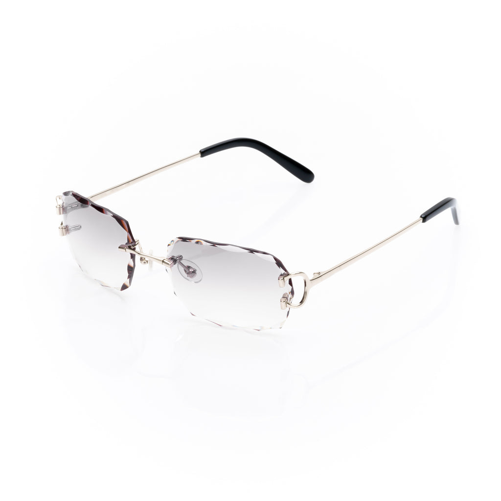 Lunettes Sans Cerclage — Métal Argenté & Verres Violet Taillés