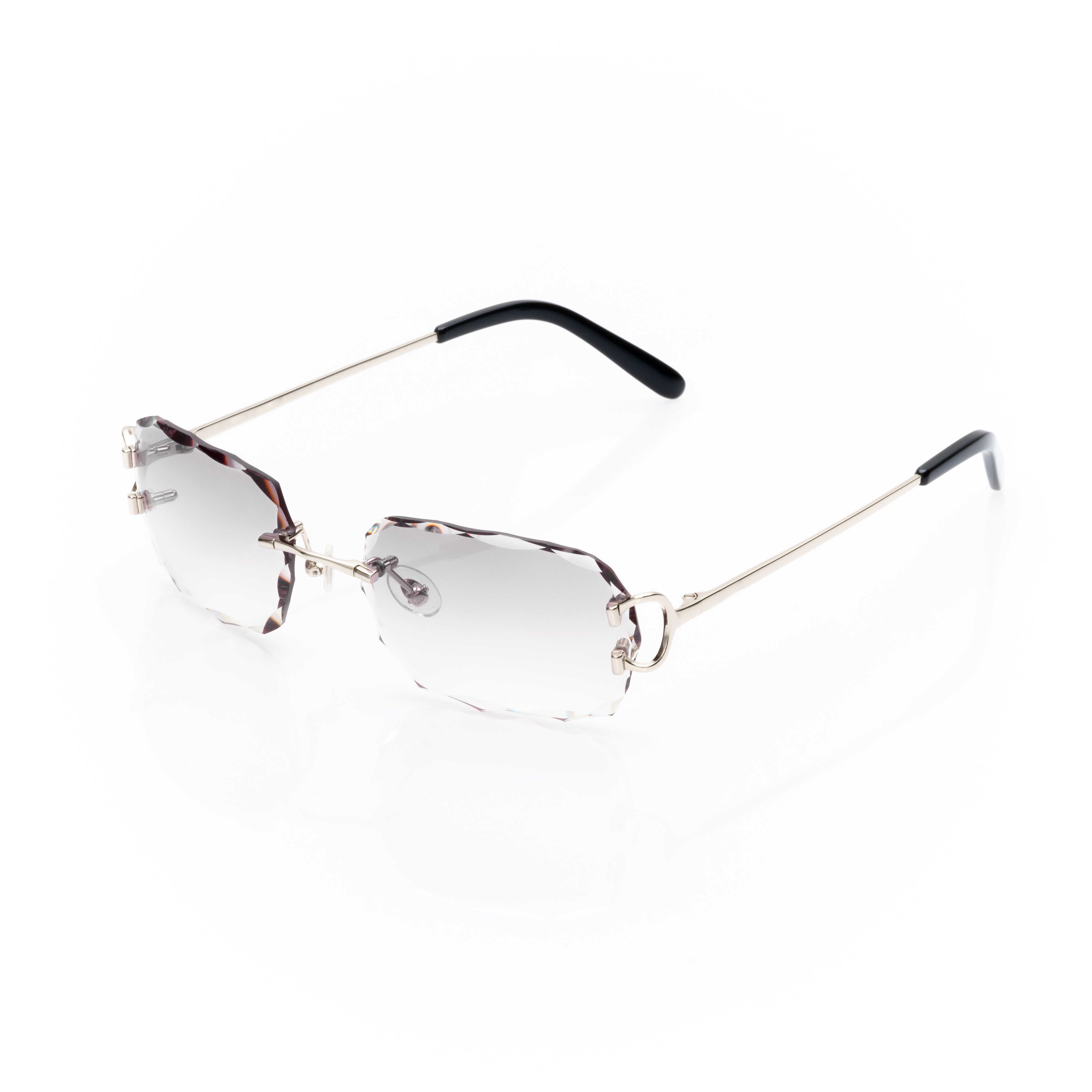 Lunettes Sans Cerclage — Métal Argenté & Verres Violet Taillés