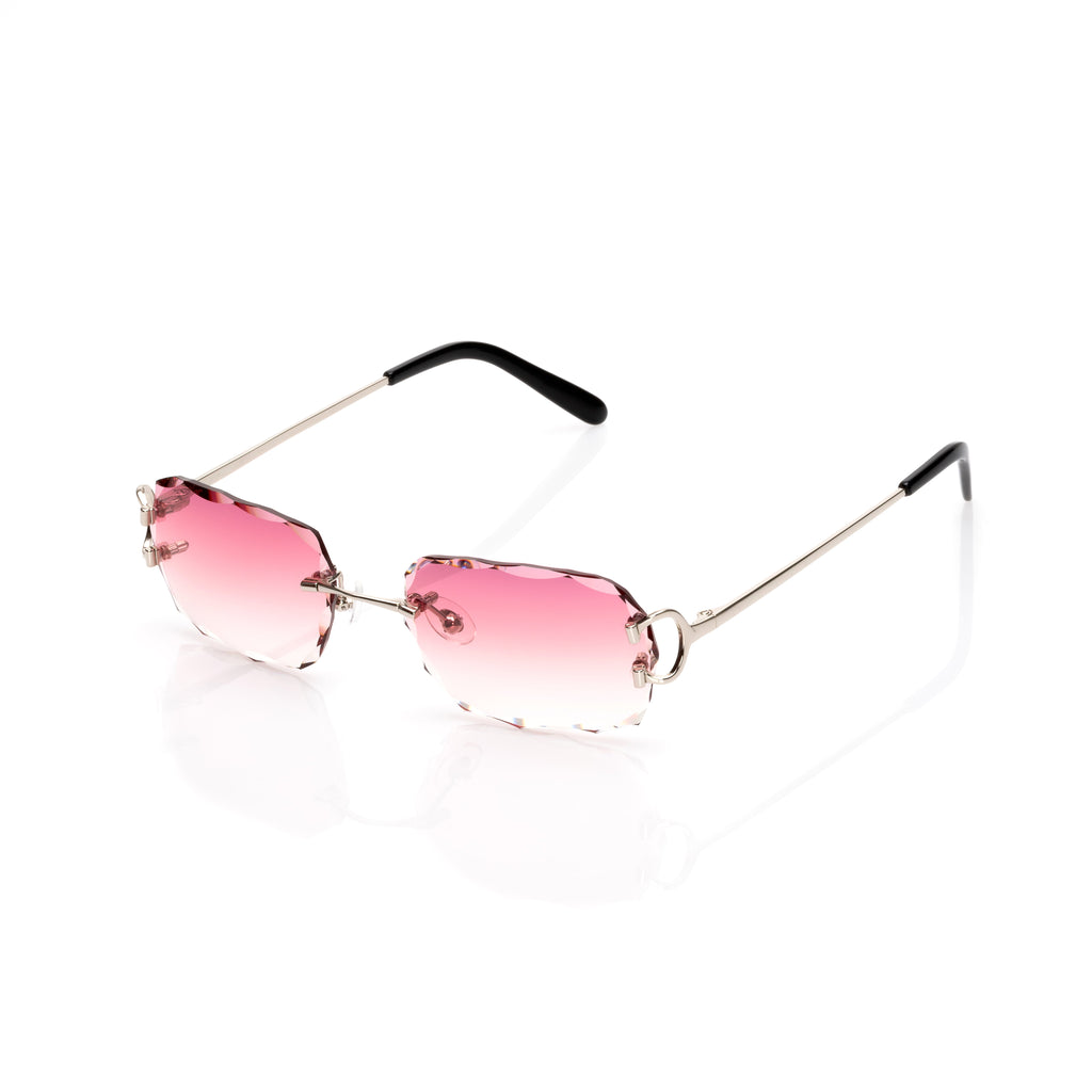 Lunettes Sans Cerclage — Métal Argenté & Verres Violet Taillés
