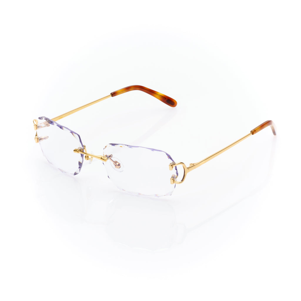 Lunettes Sans Cerclage — Métal Argenté & Verres Violet Taillés