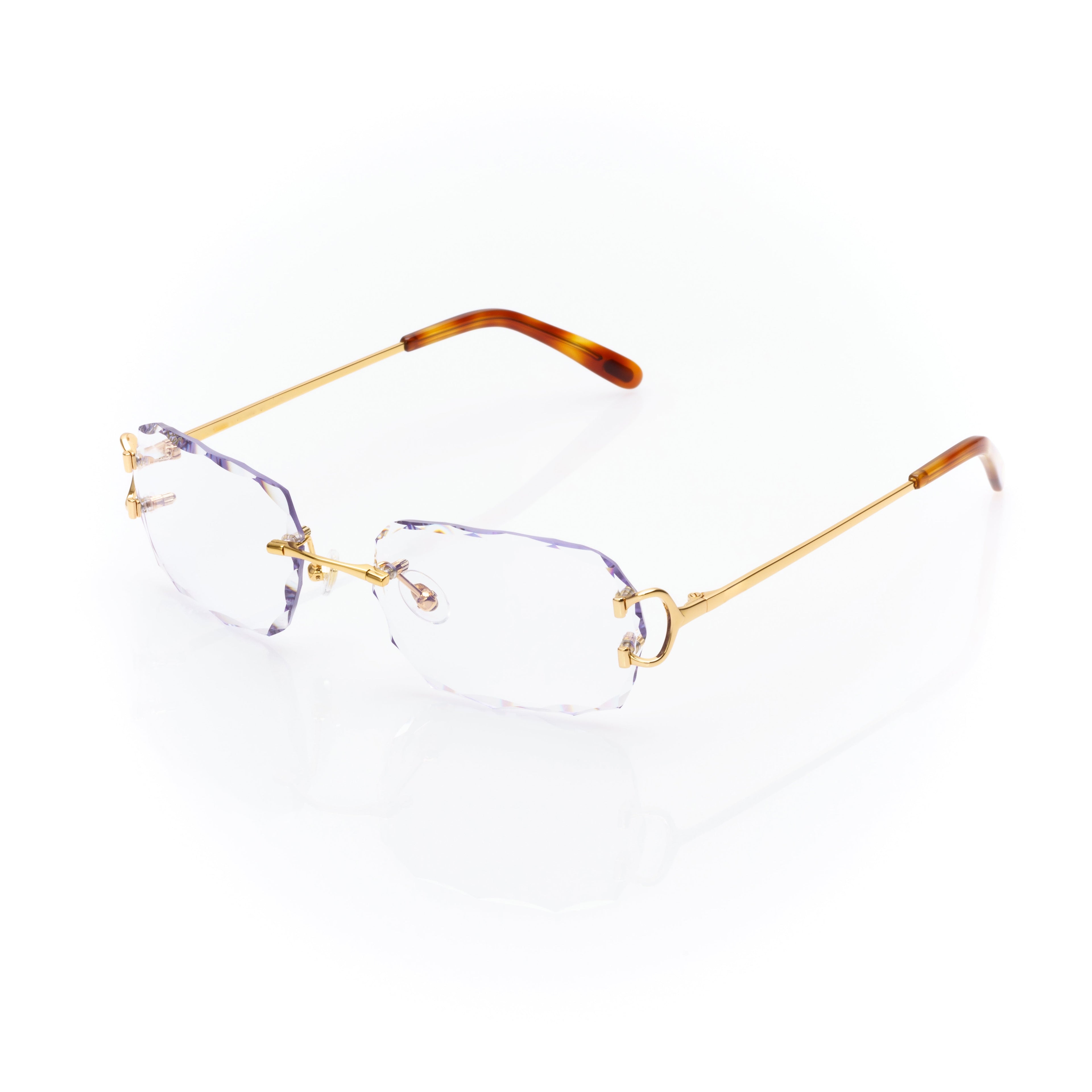 Lunettes Sans Cerclage — Métal Argenté & Verres Violet Taillés