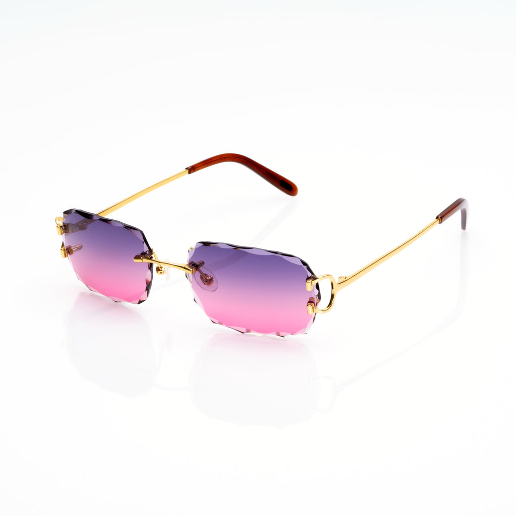 Lunettes Sans Cerclage — Métal Argenté & Verres Violet Taillés
