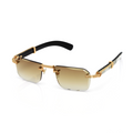 Lunettes Sans Cerclage — Métal Doré & Branches Bois Noir