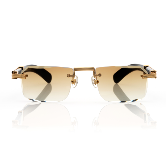 Lunettes Sans Cerclage — Métal Doré & Branches Bois Noir
